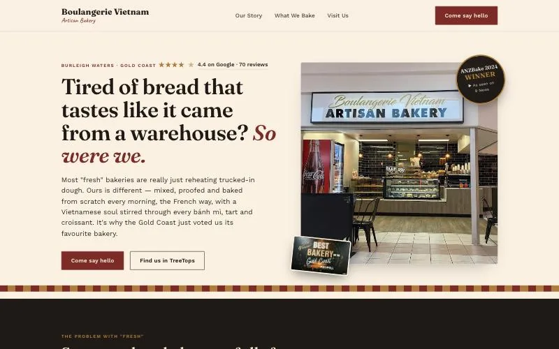 Boulangerie Vietnam's website